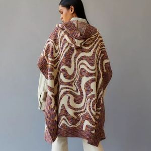 UO Space Dye Swirl Hooded Knit Cape